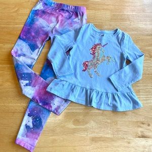4T Sparkle & Shine Sequins Unicorn Top & Leggings